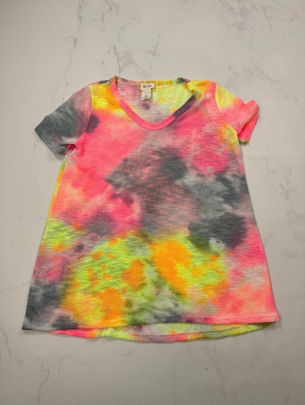 Bibi Tie Dye T Shirt Neon Contemporary Modern Bold Style - Womens S